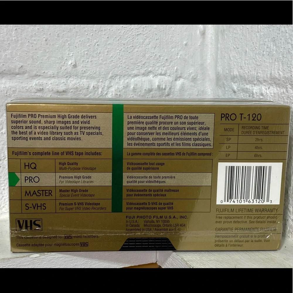Vintage New in Package Five VHS Blank Video Tapes Fujifilm and TDK